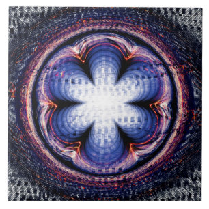 Blumige abstrakte blaue Dekoration Fliese
