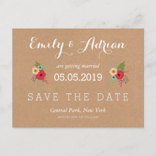 Blumige Akzente Kraft Save the Date Postkarten