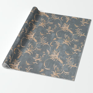 Blumige alte Retro-Vintage-Ornament-Wallpaper auf  Geschenkpapier