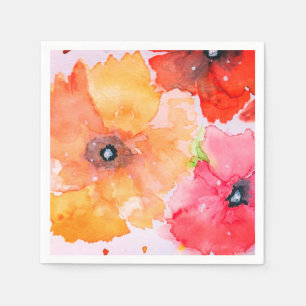 Blumige Aquarell-Cocktailservietten Gartenparty Serviette