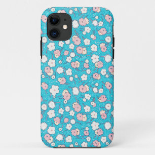 Blumige Blumen im Vintage-Look in Türkisblau Case-Mate iPhone Hülle
