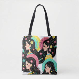 Blumige Bohemian-Frauen-Illustrations-Kunst