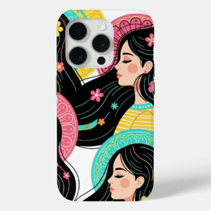 Blumige Bohemian-Frauen-Illustrations-Kunst Case-Mate iPhone Hülle