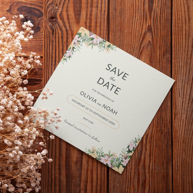 Blumige Boho-Hochzeit Rettet das Datum Save The Date (Von Creator hochgeladen)