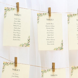 Blumige Boho-Hochzeit Sitzplan Karten