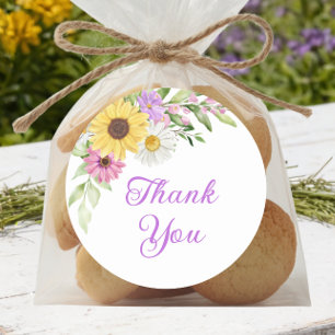 Blumige Boho-Sonnenblume-Gänseblümchen-Hochzeit Da Runder Aufkleber