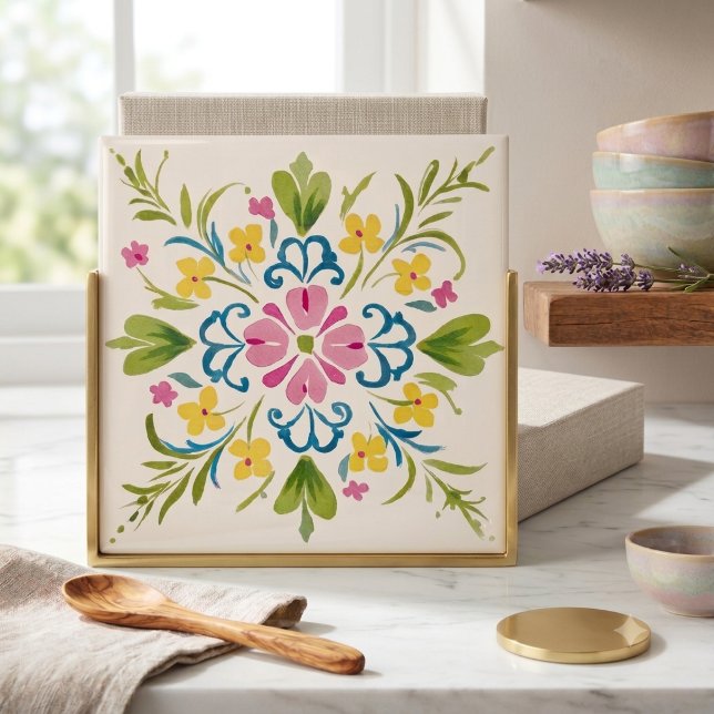 Blumige Botanische Dekorative Keramikfliese Bunt (Floral Botanical Decorative Ceramic Tile Colorful
)