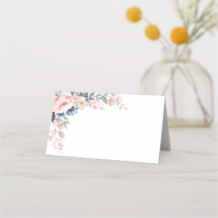 Blumige Botanische Hochzeit Rosa Blaue Hochzeit Platzkarte