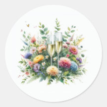Blumige Champagner-Garten-Aufkleber
