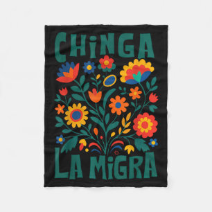 Blumige Chinga La Migra Anti-Grafik Kunst Fleecedecke
