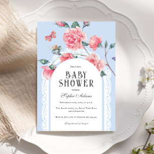 Blumige Chinoiserie-Victorian-Baby-Party Einladung