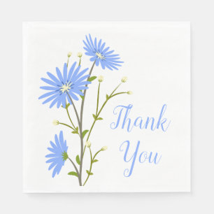 Blumige Dankeschön Blaue Gänseblümchen Blumen Hoch Serviette