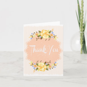 Blumige Dankeschön-Gelbe Rose Shabby Chic Pfirsich Dankeskarte