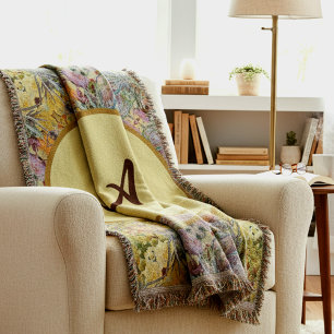 Blumige Distel Farbige Monogramm Boho Chic Decke