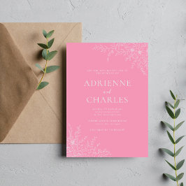 Blumige Einfachheit 1 Ballet Rosa Minimale Hochzei Einladung