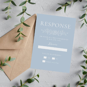 Blumige Einfachheit 1 Eisblau Minimale Hochzeit RSVP Karte