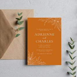 Blumige Einfachheit 1 Kürbis Orange Minimale Hochz Einladung