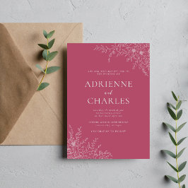 Blumige Einfachheit 1 Mulberry Minimale Hochzeit Einladung