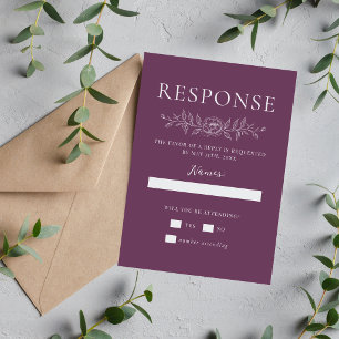 Blumige Einfachheit 1 Traube Lila Minimale Hochzei RSVP Karte