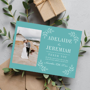 Blumige Einfachheit 2 Karibische Teal-Hochzeit Dankeskarte