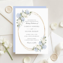 Blumige elegante blaue Hortensien-Grün-Hochzeit