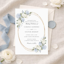 Blumige elegante blaue Hortensien-Grün-Hochzeit