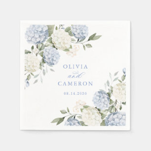 Blumige Elegante Blaue Hortensien Grün Hochzeit Serviette