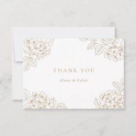 Blumige elegante Gold-Hortensien-Hochzeit Danke
