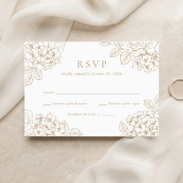 Blumige elegante goldene Hortensien-Hochzeits-RSVP Einladung