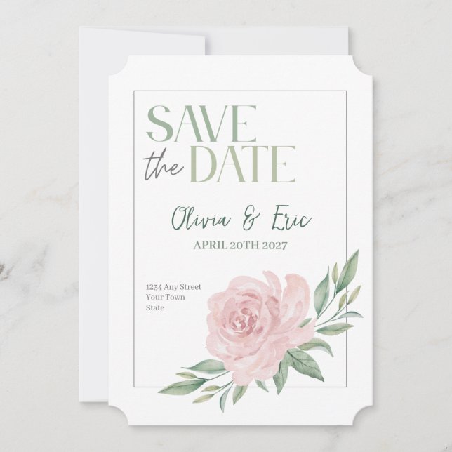 Blumige elegante Hochzeit Save The Date Karte (Vorderseite)