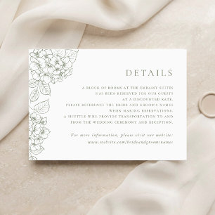 Blumige elegante Hortensien-Hochzeitseinlage Detai Einladung