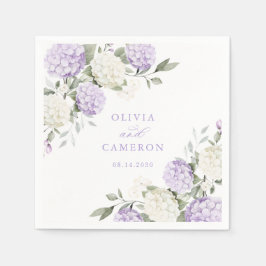 Blumige Elegante Lila Hortensien Grün Hochzeit Serviette