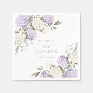 Blumige Elegante Lila Hortensien Grün Hochzeit Serviette