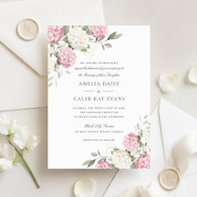 Blumige elegante rosa Hortensien-Grünzeug-Hochzeit