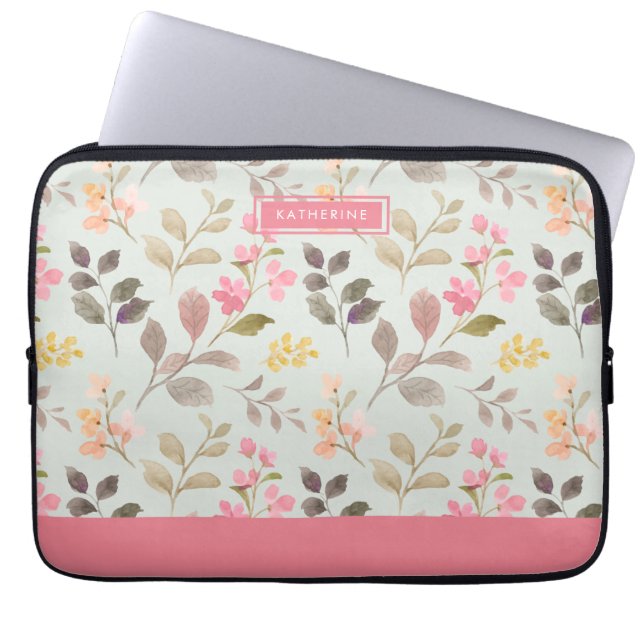 Blumige Eleganz Boho Stylisch Süß  Laptopschutzhülle (Vorderseite)