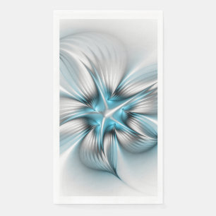 Blumige Eleganz Moderne Abstrakte Blaue Fraktal Ku Serviette