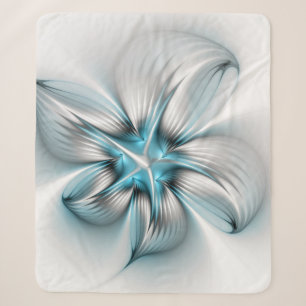 Blumige Eleganz Moderne Abstrakte Blaue Fraktal-Ku Sherpadecke