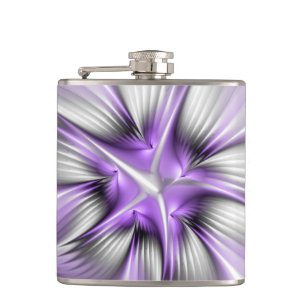 Blumige Eleganz Moderne Abstrakte Violette Fraktal Flachmann