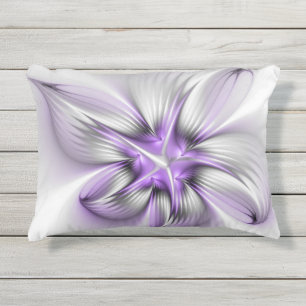 Blumige Eleganz Moderne Abstrakte Violette Fraktal Kissen Für Draußen