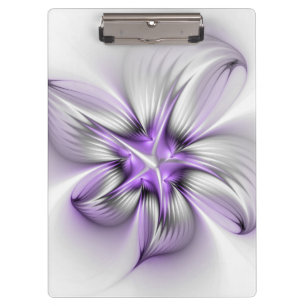Blumige Eleganz Moderne Abstrakte Violette Fraktal Klemmbrett
