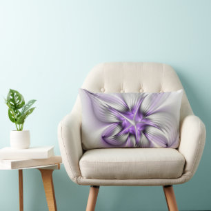 Blumige Eleganz Moderne Abstrakte Violette Fraktal Lendenkissen