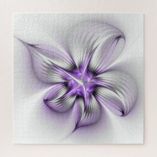 Blumige Eleganz Moderne Abstrakte Violette Fraktal Puzzle