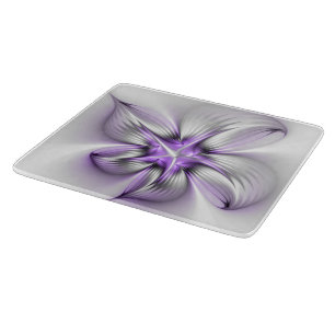 Blumige Eleganz Moderne Abstrakte Violette Fraktal Schneidebrett