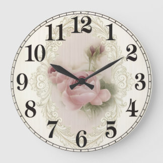 Blumige Eleganz Runde Acryl-Wanduhr Große Wanduhr