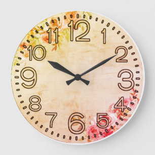 Blumige Eleganz Runde Acryl-Wanduhr Große Wanduhr