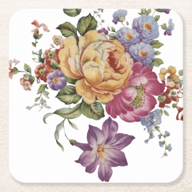Blumige Fancy  Rechteckiger Pappuntersetzer (Vorderseite)