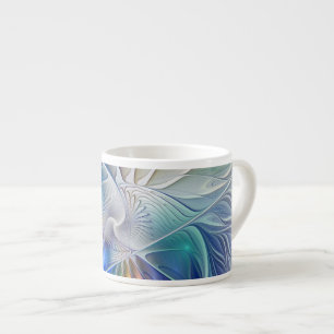 Blumige Fantasie, Farbige Abstrakte Fraktalblume Espressotasse