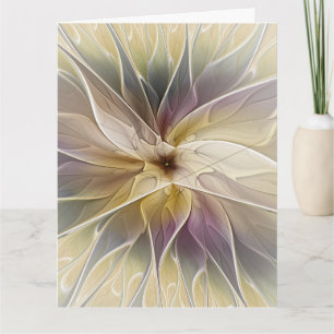 Blumige Fantasie Gold Aubergine Abstrakte Fraktal Dankeskarte