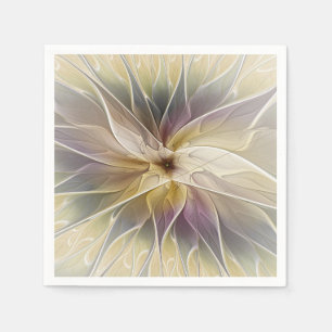 Blumige Fantasie Gold Aubergine Abstrakte Fraktal  Serviette