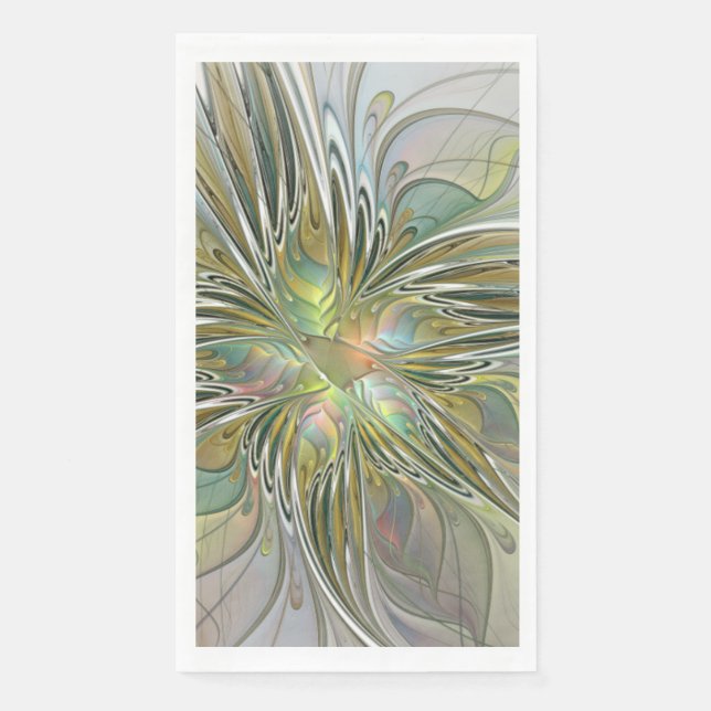 Blumige Fantasie Moderne fraktale Kunst Blume mit  Serviette (Vorderseite)